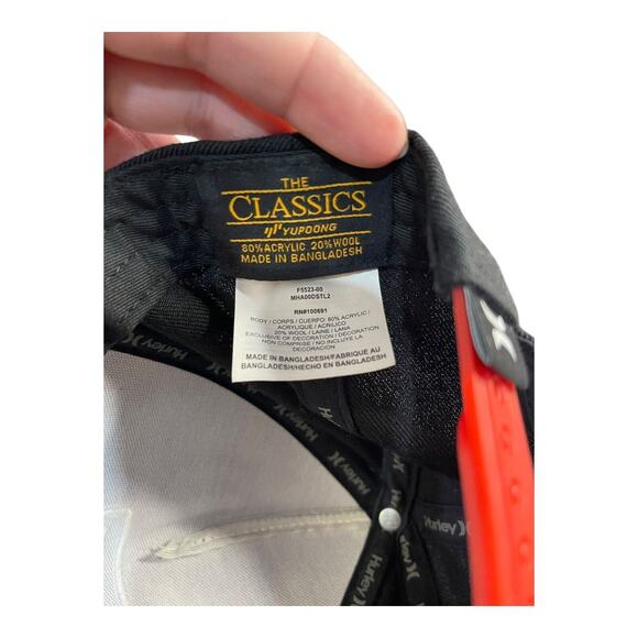 Hurley USA Flag Embroidered Black Snapback Hat Adjustable Flexfit Patriotic Cap - Picture 8 of 11